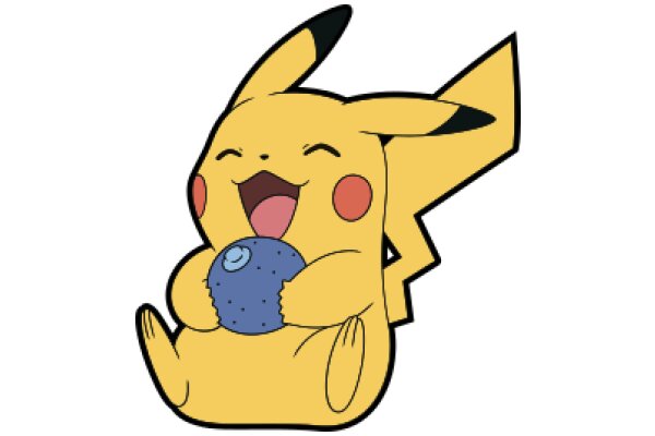 Pikachu's Playful Pose with a Blue Ball