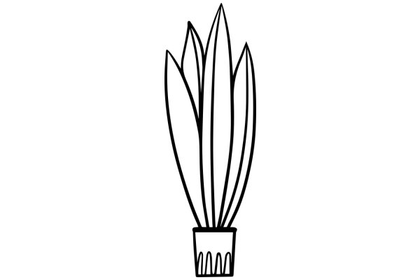 Stylized Line Drawing of a Plant in a Pot