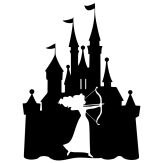 Silhouette of a Fairytale Castle and Archery Scene