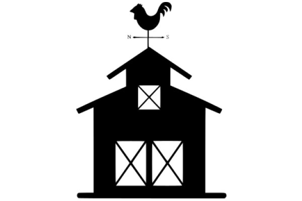 A Silhouette of a Chicken on Top of a House