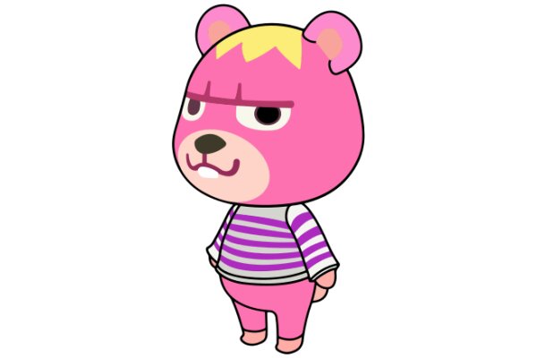 A Cute Pink Bear with a Yellow Haircut