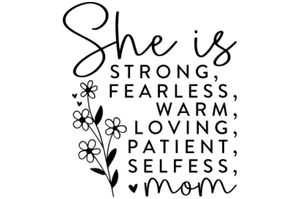 She is Strong, Fearless, Warm, Loving, Patient, Selfless, Mom