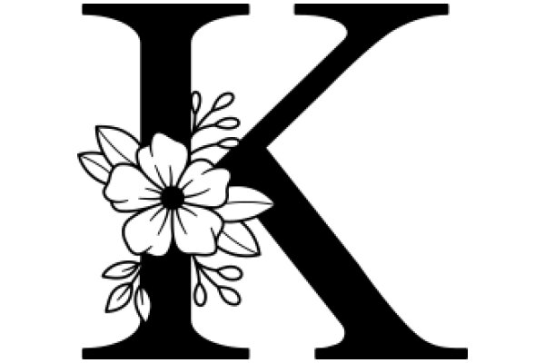 Monochrome Art: A Flower and Letter K