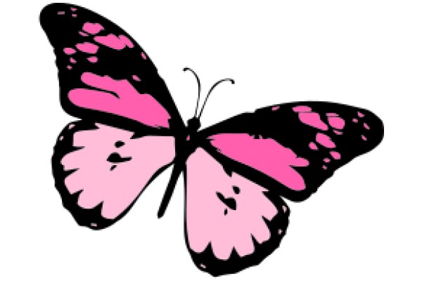 Vivid Pink and Black Butterfly Illustration