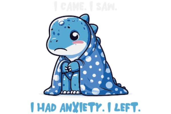 A Blue Anxiety-Ridden Dinosaur Cuddles Up for a Cozy Night In