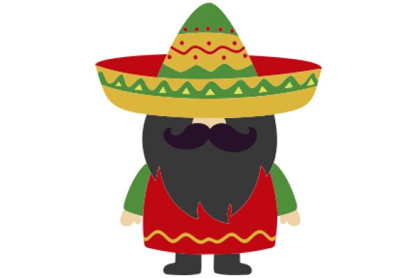 A Stylish Cartoon Character: A Man in a Sombrero and Vest