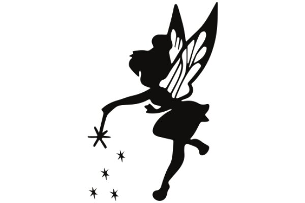 Silhouette of a Tinkerbell-like Figure with Stars