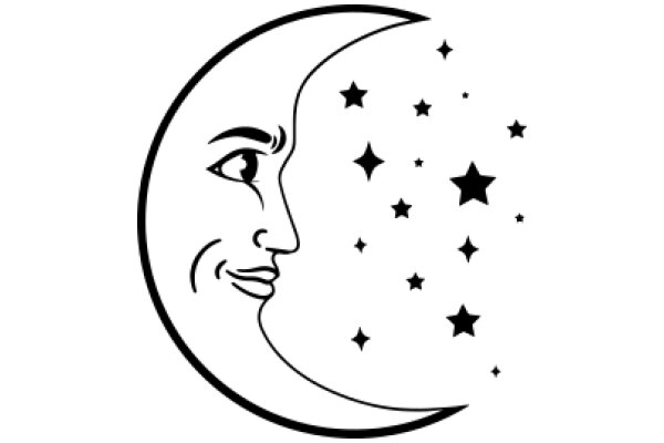 Moonlit Smile: A Silhouette of a Smiling Face with Stars in the Background