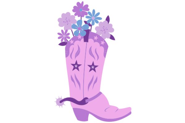 Purple Cowboy Boot with Flower Bouquet