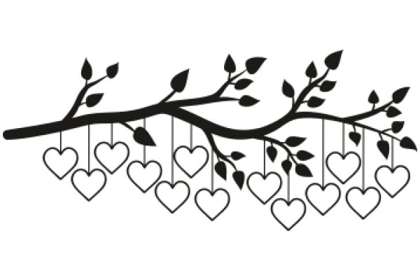 Elegant Tree with Heart-Shaped Leaves and Beaded Branch