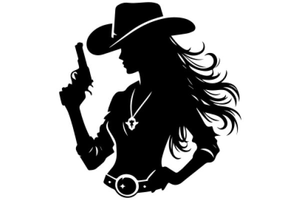 Silhouette of a Cowgirl with a Gun