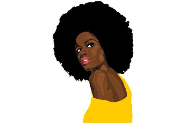 Stylized Portrait of a Woman with Afro Hair and Red Lips