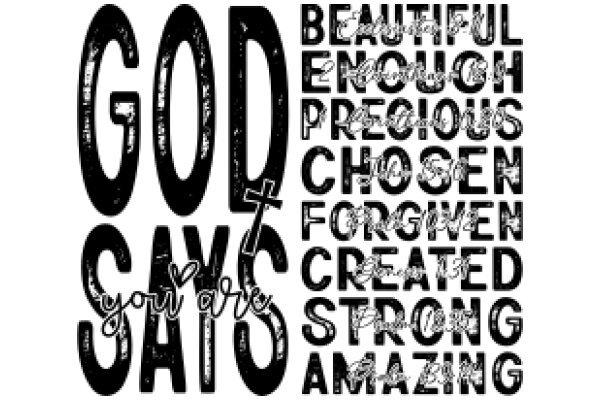 Inspirational Quote Poster: 'God Says You Are Beautiful, Enough, Precious, Chosen, Forgiven, Created Strong, Amazing'