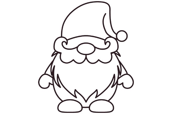 A Whimsical Line Drawing of a Santa Claus Character