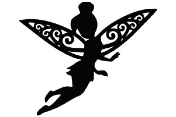 Silhouette of a Butterfly and a Woman in Flight