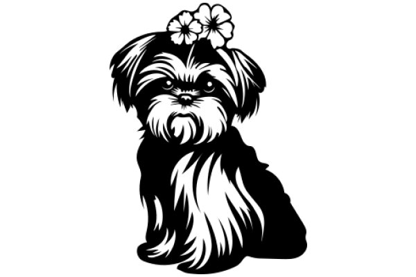 Stylized Portrait of a Shih Tzu with a Flower Crown