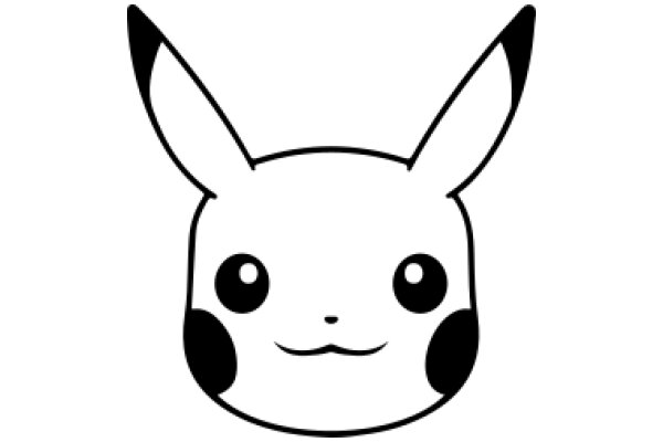 Simplistic Line Drawing of a Pikachu Emoji