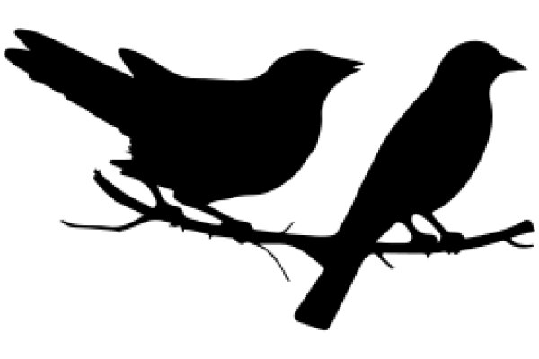 Silhouette of Two Birds on a Branch