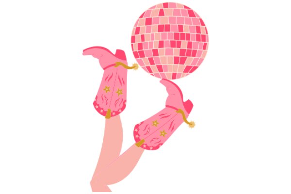 A Playful Pink Disco Ball and Shoes Illustration