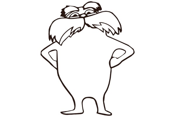 Whimsical Cartoon of a Mustachioed Character with a Smile