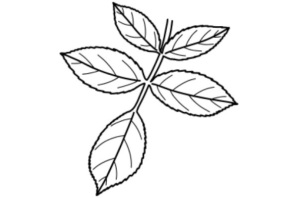 Simplistic Line Drawing of a Leaf