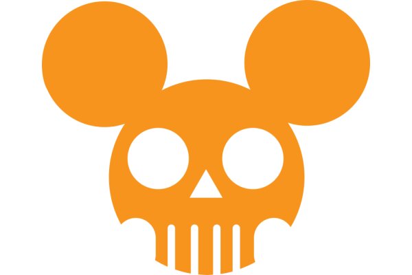 Vibrant Orange Mickey Mouse Skull Logo