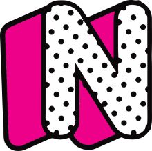 Vibrant and Playful Letter 'N' with Pink and White Dots