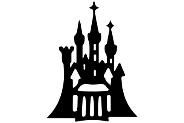 A Silhouette of a Castle and Church on a White Background