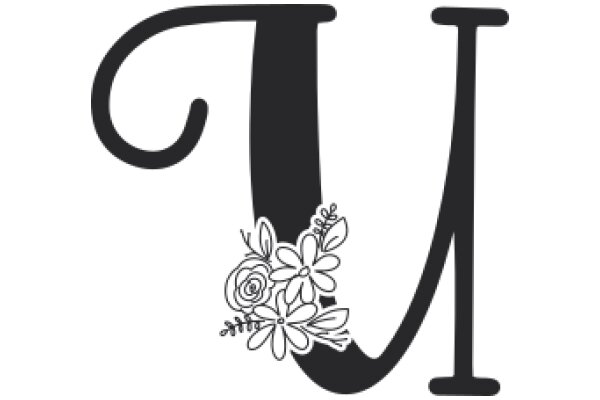 Stylized Letter 'U' with Floral Decoration