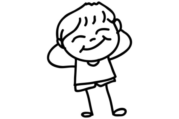 A Simple Line Drawing of a Smiling Cartoon Character