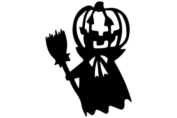 Silhouette of a Halloween Witch with a Broom