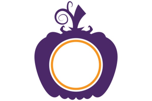 Stylized Apple Logo with a Purple Background and Orange Outline