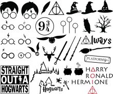 A Collection of Iconic Symbols from the Harry Potter Series