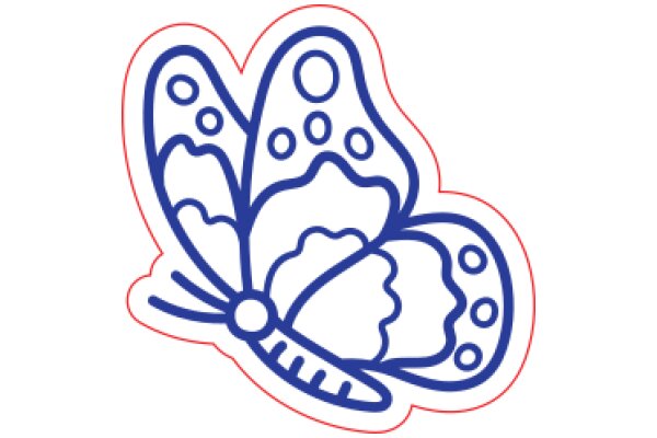 Stylized Butterfly Sticker with Blue Outline and Pink Details