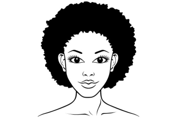 Stylized Portrait of a Woman with Afro Hair and Eyes