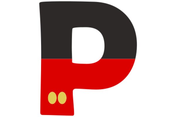 Vibrant Letter P with a Red and Yellow Base