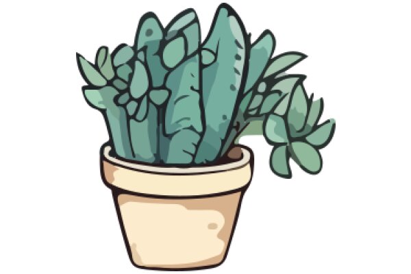 A Whimsical Illustration of a Cactus in a Pot