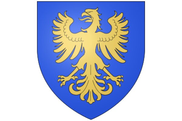 Vivid Blue and Gold Heraldic Eagle Emblem