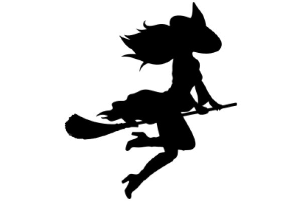 Silhouette of a Witch on a Broomstick