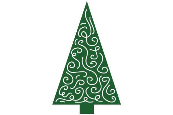 Simplistic Green Christmas Tree with White Swirls