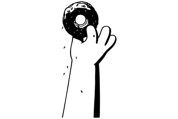 A Playful Illustration of a Hand Holding a Donut