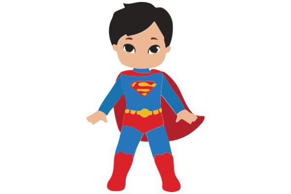 Superhero Cartoon: A Stylized Illustration of a Boy in a Superman Costume