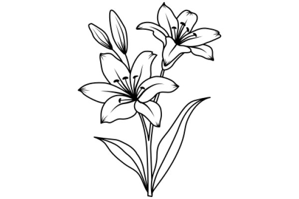 Elegant Line Drawing of a Flower