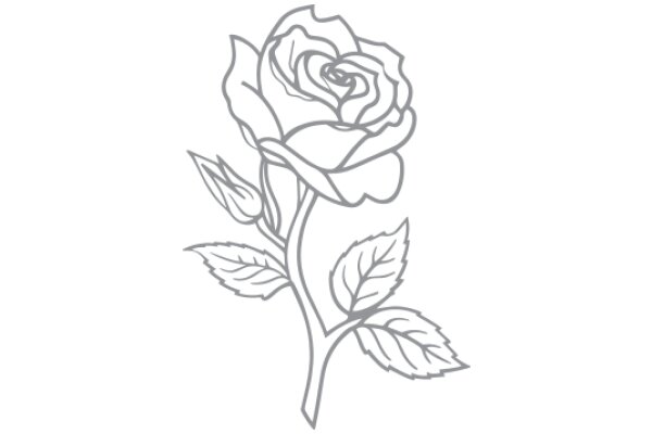 A Simple Line Drawing of a Rose