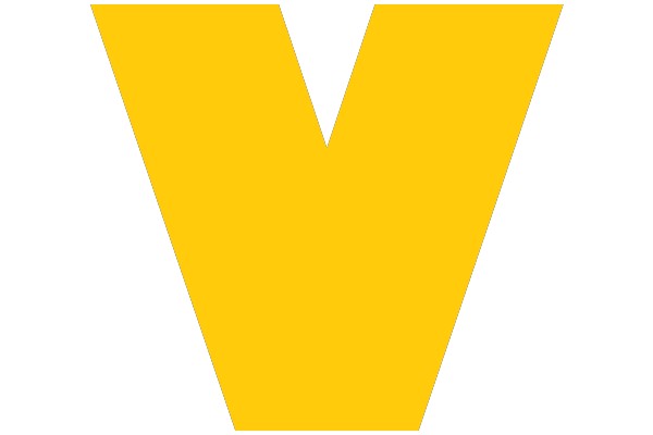 Vivid Yellow Letter 'V' on a White Background