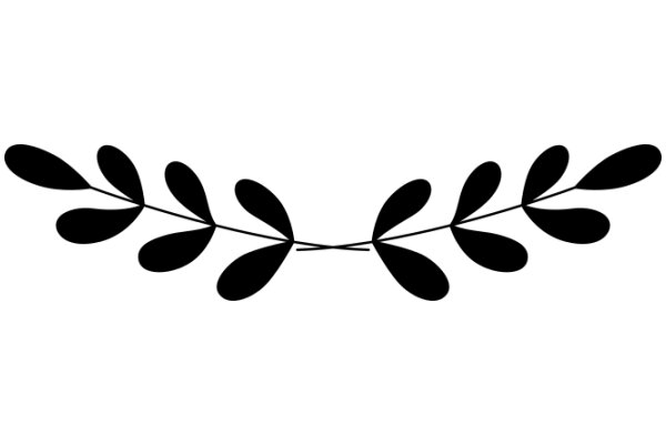 Stylized Black Silhouette of Leaves on a White Background