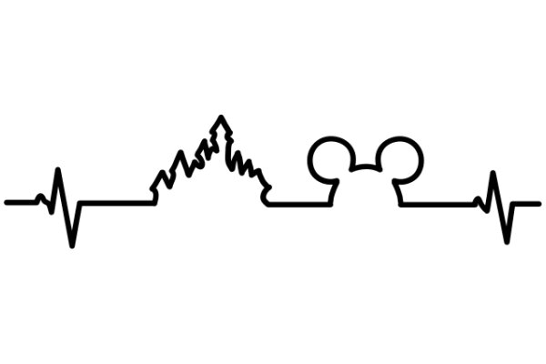 Simplistic Line Art of a Mountain and EKG Heartbeat