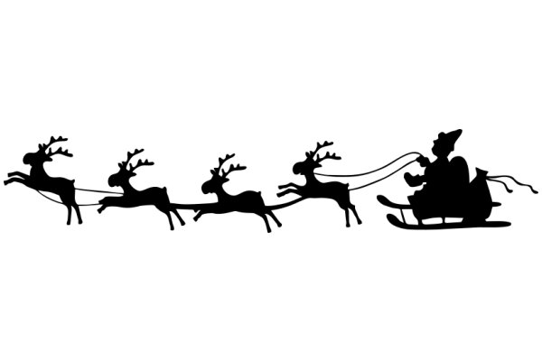 Silhouette of a Christmas Scene: A Reindeer-Drawn Sleigh with Santa Claus