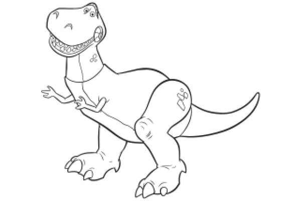 A Whimsical Illustration of a Dinosaur with a Smile