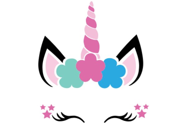 Whimsical Unicorn Mask with Pink and Blue Flower Design